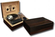 Ebony Gift Set 50 cigar capacity Humidor with Accessories