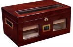 DIGITAL CHERRY GLASS TOP 120 CIGAR CAPACITY HUMIDOR.