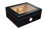 Humidor Black Glass Top 25 Cigar Capacity with Humidifier