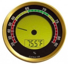 Round Digital Hygrometer w/ Calibration Feature (Gold)