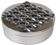 Polished Metal Handcrafted Round Grid Cigar Ashtray - Removable Top