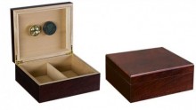 DARK AUTHENTIC WALNUT HUMIDOR w/ HUMIDIFIER & HYDROMETER 20-25 CIGAR CAPACITY