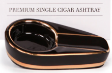 CASE ELEGANCE - Single Black & Gold Inlay Ceramic Ashtray