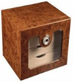 BURL 50CT Cigar HUMIDOR WITH GLASS window DOOR