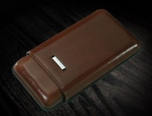 PROMETHEUS BROWN 3 CIGAR/60 RING GAUGE LEATHER CASE