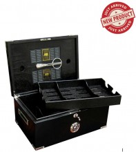 DAKOTA - 120 Ct. Full Black Humidor w/ Scissors & Polished Hardware