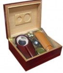 Cherry Humidor and Accessories Gift Set 25-50 Cigar Capacity