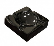 LARGE HIGH GLOSS BLACK CERAMIC ASHTRAY