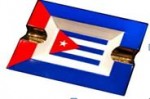 2 Cigar CUBA FLAG CERAMIC ASHTRAY 