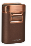 LOTUS - Brawn - Quad flame Table lighter with Cigar rest - Brown & Copper