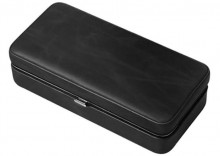 3 CIGAR FOLDING LEATHER TRAVEL CASE W/ CUTTER (BLACK)