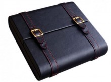 BLACK LEATHER TRAVEL HUMIDOR 20 CIGAR CAPACITY